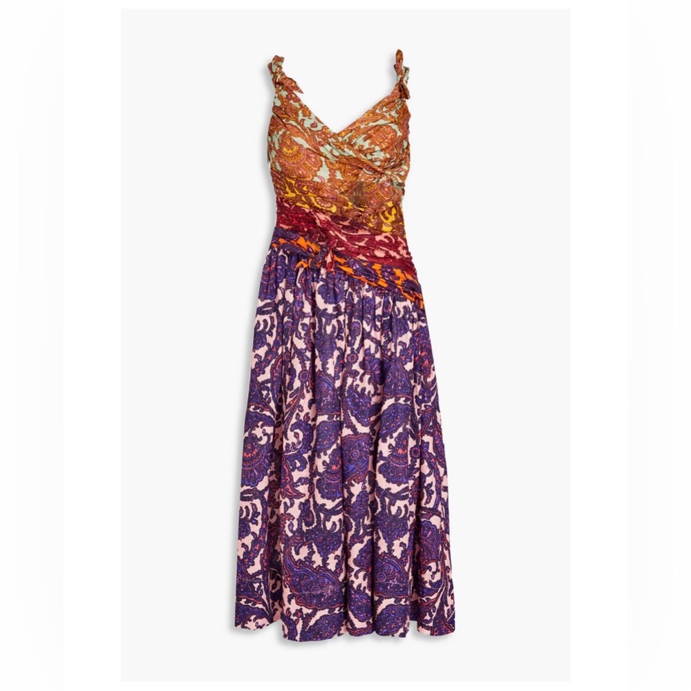 ZIMMERMANN Cutout knotted printed linen midi dress